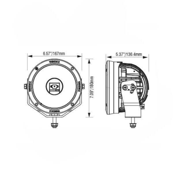 CG2-CPZ610draw Cannon Vision X LED Zusatz-Fernscheinwerfer Maße über alle von 4WARD4X4