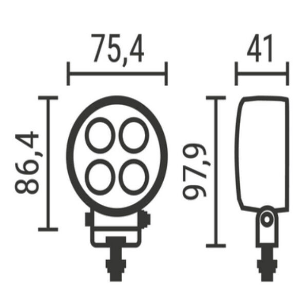 Arbeits- und Rückfahrscheinwerfer HWA 2200 Rund_Skizze