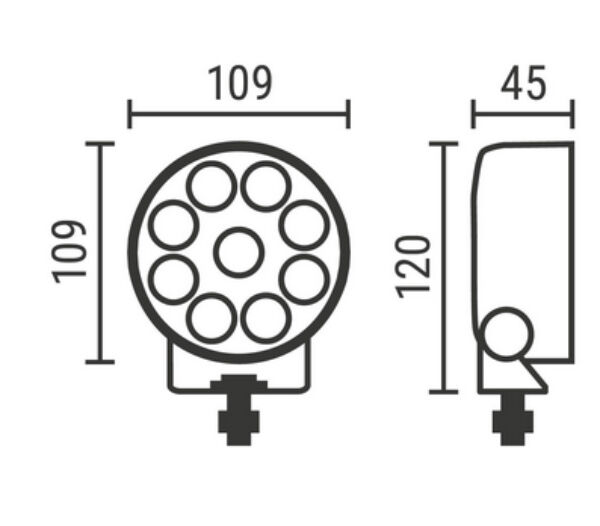 Runder LED Arbeitsscheinwerfer HWA 5200_Skizze